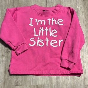 Pink and White Little Sister Crew Neck Sweatshirt